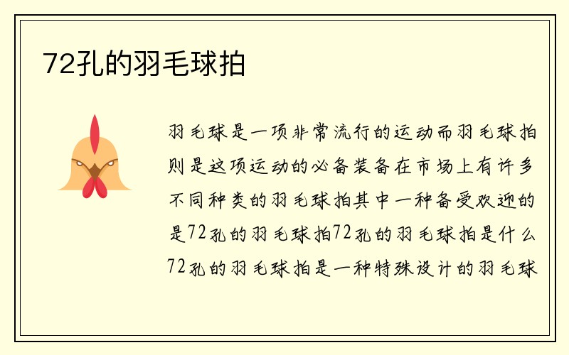 72孔的羽毛球拍