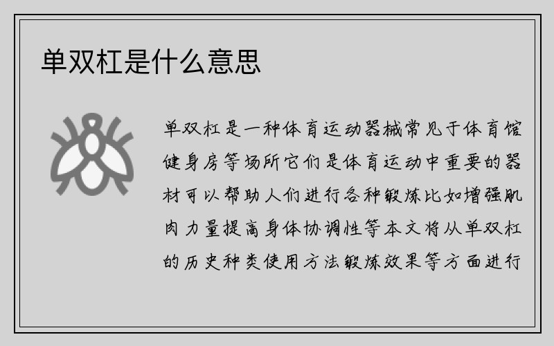 单双杠是什么意思