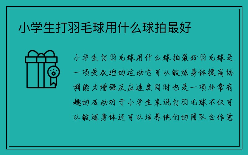 小学生打羽毛球用什么球拍最好